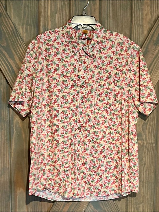 Tailor Vintage Other - Tailor Vintage Pink & Green Floral Short-Sleeve Button-Down
